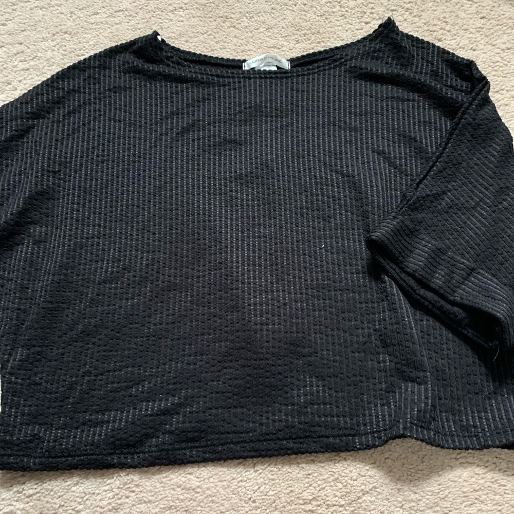 🌸 BLACK RIBBED CROP TOP SIZE S